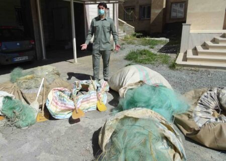 ۱۰ هزار متر تور ماهی‌گیری در سد آزاد سنندج کشف شد