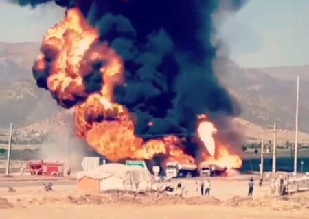 انفجار ۲ تانکر حمل بنزین در مرز رسمی باشماق مریوان