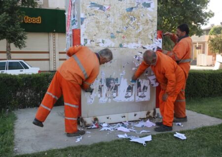 ۱۰۰ نیرو برای پاکسازی شهر سنندج از آثار تبلیغاتی بسیج شده‌اند