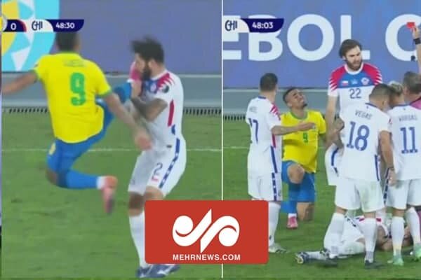 صحنه خطای خشن بازیکن تیم ملی برزیل