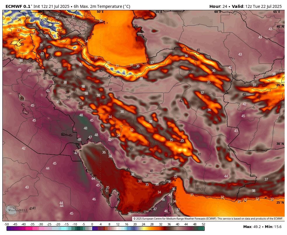 افزایش دما تا ۵۲ درجه‌؛ گرمای ۴۰ درجه‌ای در بیشتر نقاط کشور تداوم دارد
