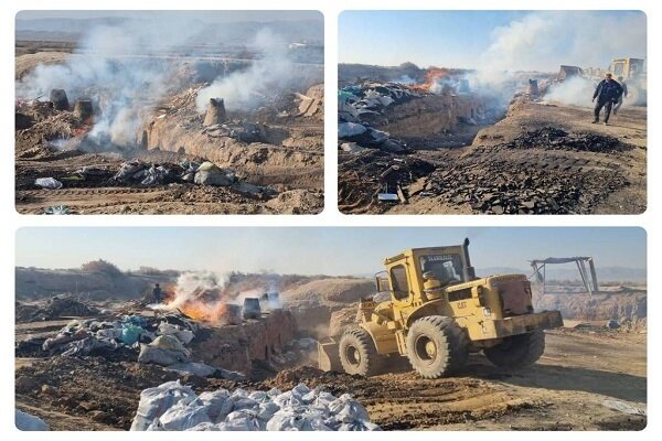 تخریب کورههای زغال گیری غیرمجاز در شهرستان ری