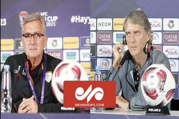 تصاویری از واکنش‌های برانکو و مانچینی در دیدار عمان وعربستان