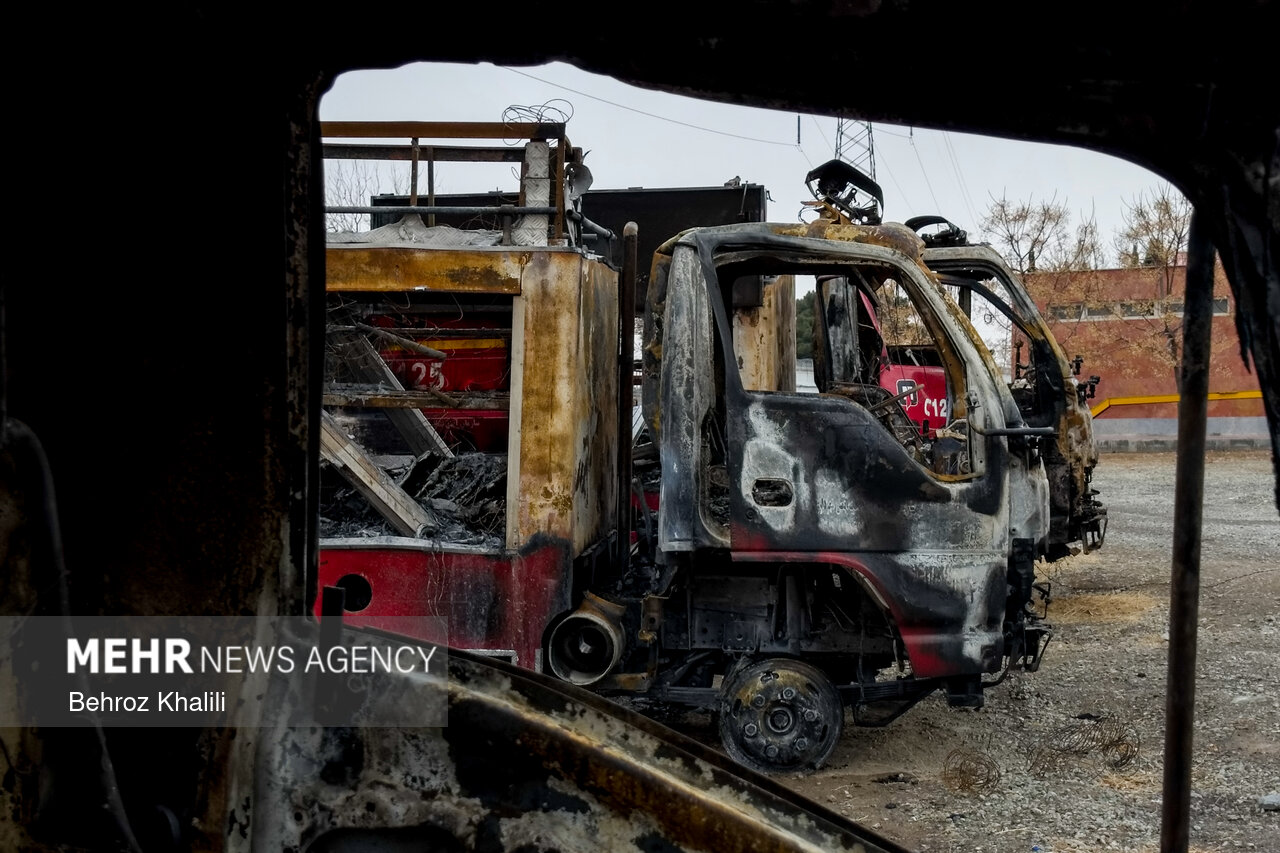 خسارات وارده به ماشین‌های آتش‌نشانی تهران