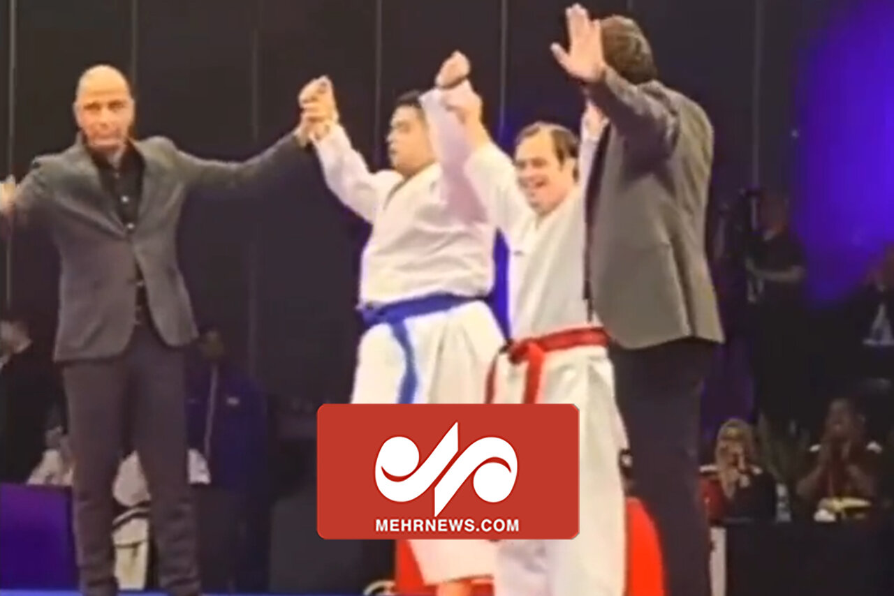 صحنه زییای جوانمردی ورزشکار ایرانی پس از قهرمانی