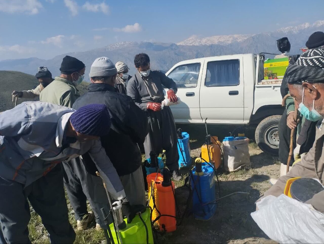 عملیات سمپاشی مقابله با آفت ملخ در روستای هزارخانی سروآباد انجام شد