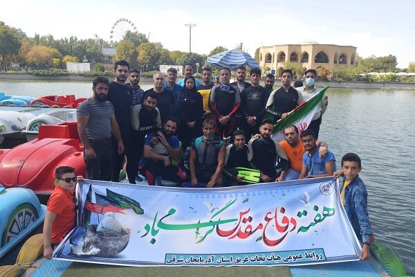 غواصی در استخر پارک ائل گلی تبریز به مناسبت بزرگداشت شهدای غواص