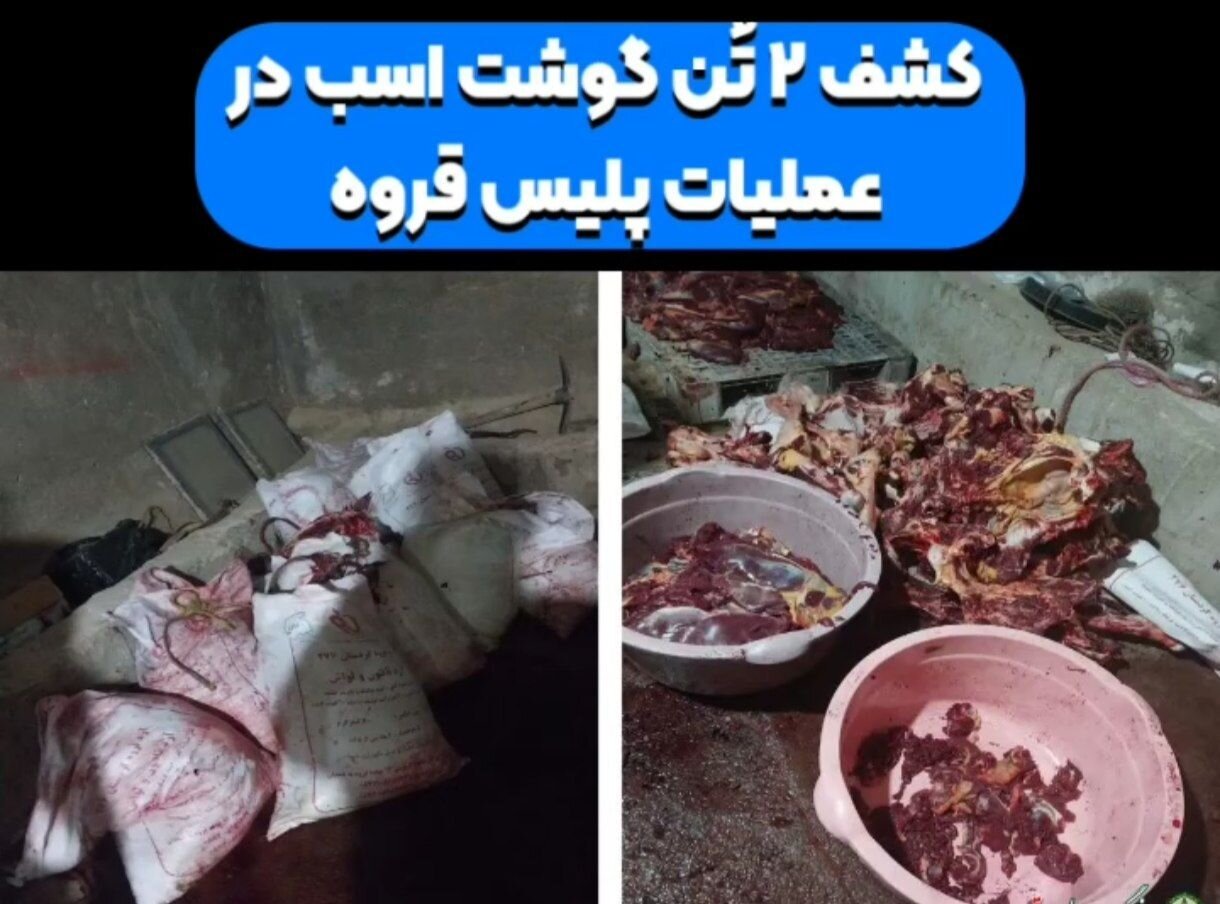 کشف ۲ تن گوشت اسب در قروه