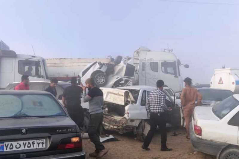 ۵ فوتی و ۴۱ مصدوم در تصادف زنجیره‌ای خوزستان