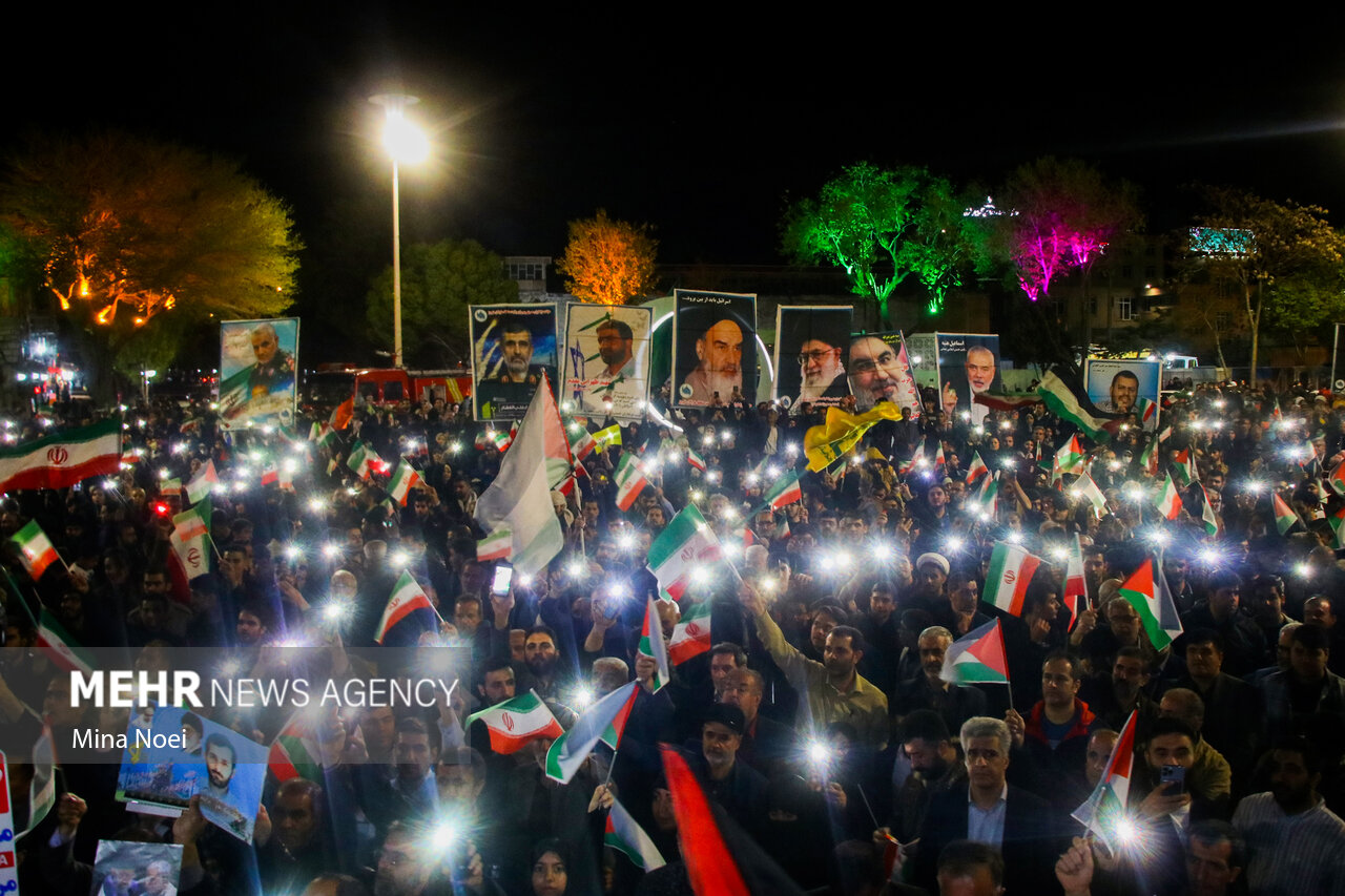 تجمع مردم تبریز در حمایت از عملیات «وعده صادق»
